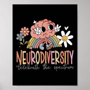 Neurodiversity Celebrate The Spectrum Brain Autism Poster