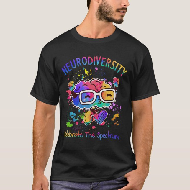 Neurodiversity Celebrate The Spectrum Brain Autism T-Shirt (Front)