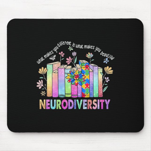 Neurodiversity Different Is Beautiful Autism Aware Mouse Pad (Front)