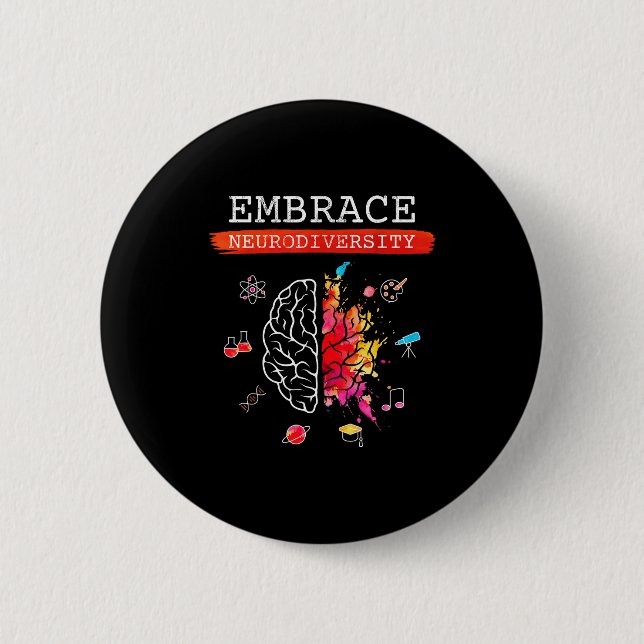 Neurodiversity Embrace Adhd Autism Asd Awareness G 6 Cm Round Badge (Front)