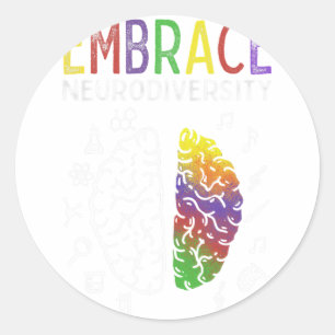 Neurodiversity Embrace Adhd Autism Asd Brain Classic Round Sticker