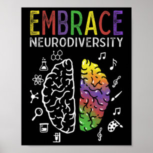 Neurodiversity Embrace Adhd Autism Asd Brain  Poster