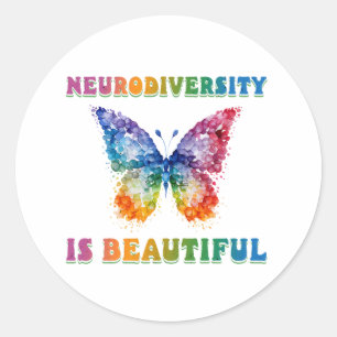 Neurodiversity is Beautiful Autism Butterfly  Classic Round Sticker