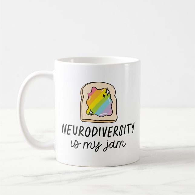 Neurodiversity Is My Jam Rainbow Toast Coffee Mug (Left)