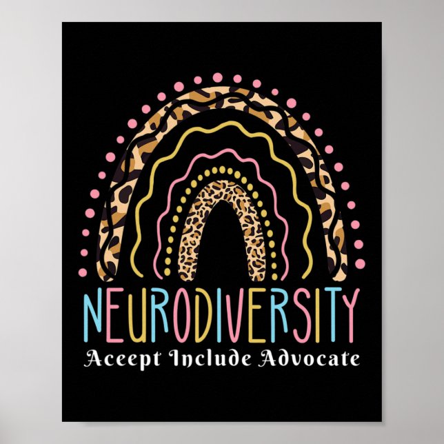 Neurodiversity Rainbow Accept Advocate Love Autism Poster (Front)
