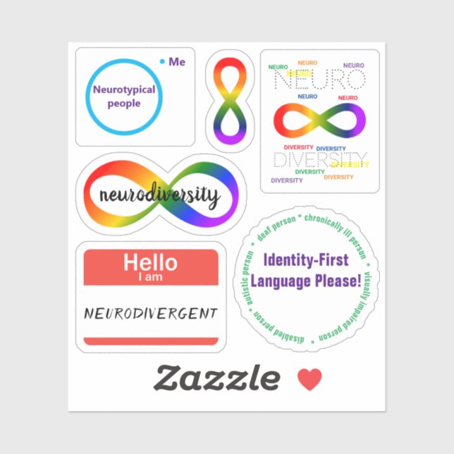 Neurodiversity set Custom-Cut Vinyl Sticker (Sheet)