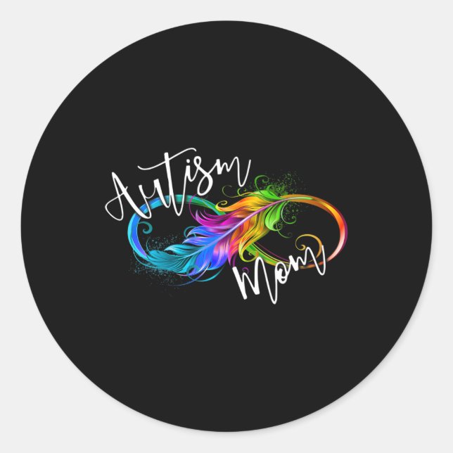 Neurodiversity Symbol Rainbow Infinity Autism Mum  Classic Round Sticker (Front)