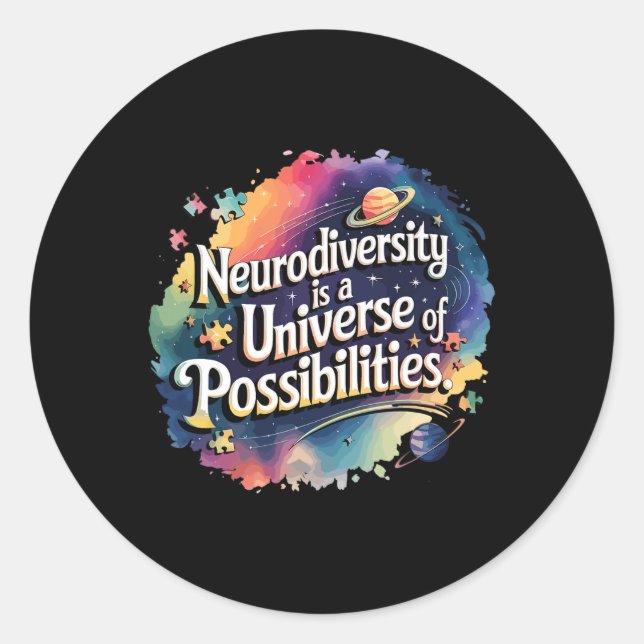 Neurodiversity Universe Of Possibilities Space Aut Classic Round Sticker (Front)