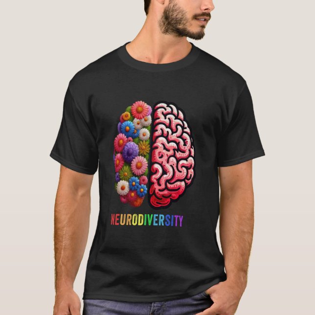 Neurodiversity We All Think Differently Autism Awa T-Shirt (Front)