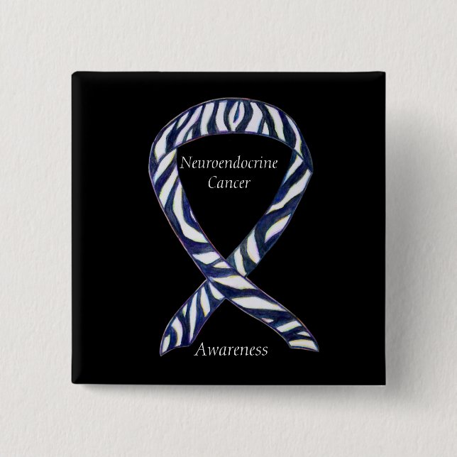 Neuroendocrine Cancer Awareness Ribbon Custom Pin (Front)
