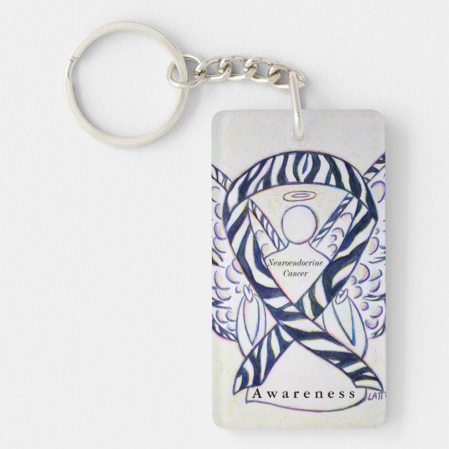 Neuroendocrine Cancer Awareness Ribbon Keychain (Front)