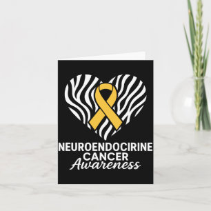 Neuroendocrine Cancer Awareness Zebra Ribbon Heart Card