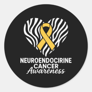 Neuroendocrine Cancer Awareness Zebra Ribbon Heart Classic Round Sticker