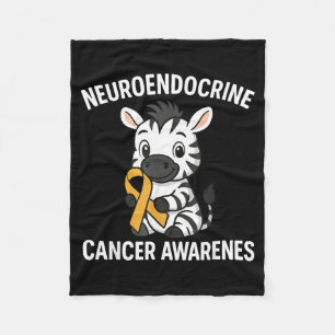 Neuroendocrine Cancer Awareness Zebra Ribbon Heart Fleece Blanket