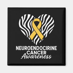 Neuroendocrine Cancer Awareness Zebra Ribbon Heart Magnet