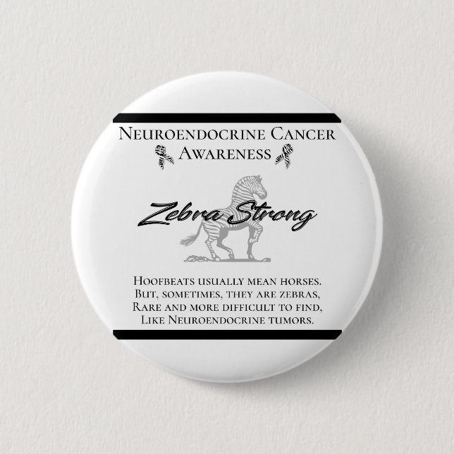 Neuroendocrine Cancer Awareness  Zebra Strong 6 Cm Round Badge (Front)