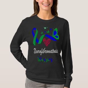 Neurofibromatosis Warrior Butterfly Blue & Green R T-Shirt