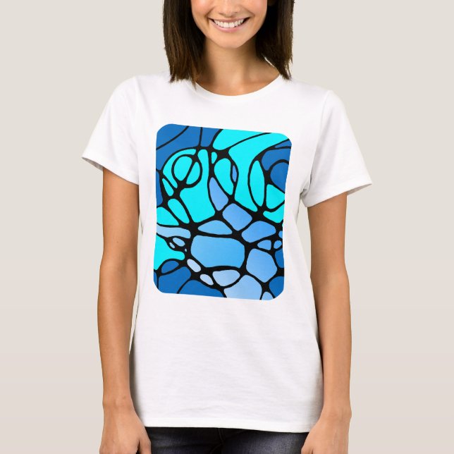 neurographic blue modern abstract design T-Shirt (Front)