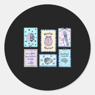 Neurology neuro nurse stamp work neuro icu crew classic round sticker