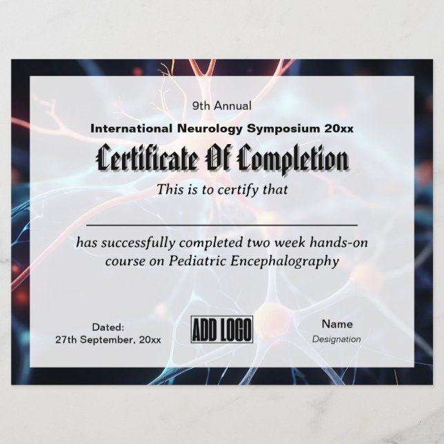Neurology Neurosurgery Conference Certificate (Front)