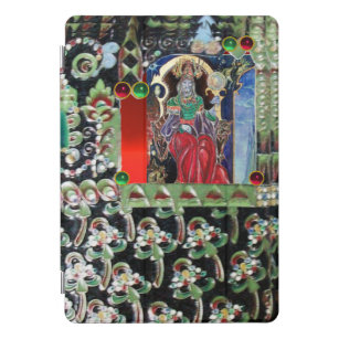 NEUROMANCER , BLACK GREEN RED DAMASK AND GEMSTONES iPad PRO COVER