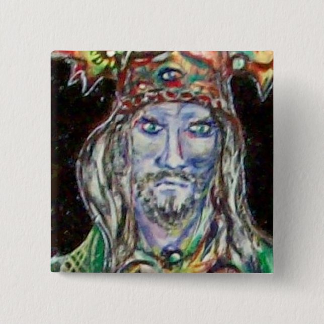 NEUROMANCER, blue red 15 Cm Square Badge (Front)