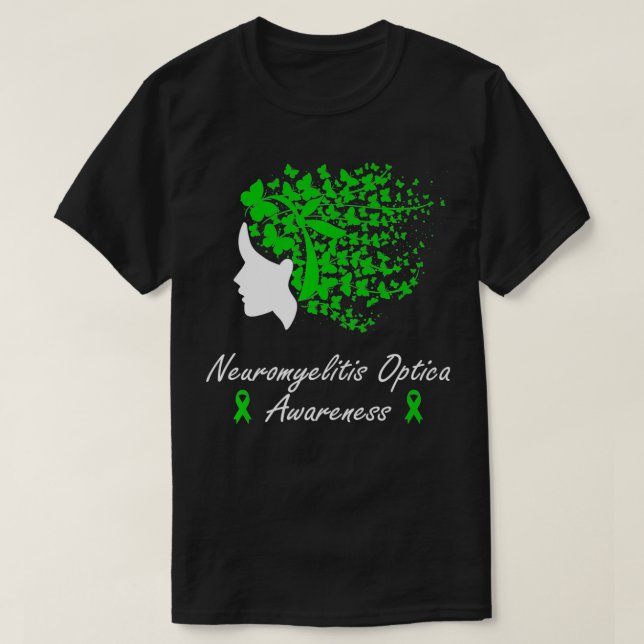 Neuromyelitis Optica Awareness  Women Butterflies  T-Shirt (Design Front)
