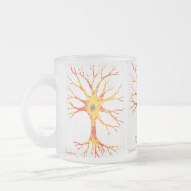 Neuron  frosted glass coffee mug (Left)