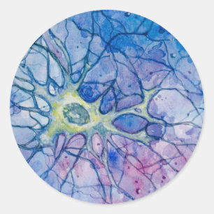 Neuron Watercolour Classic Round Sticker