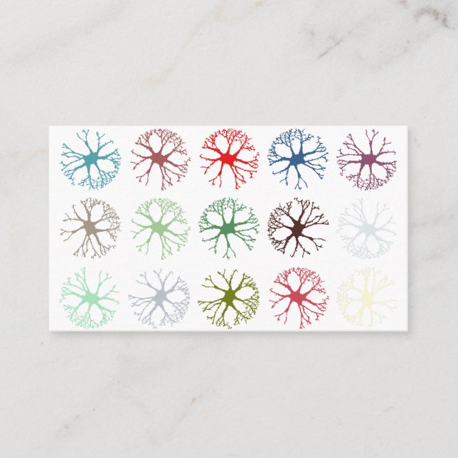 Neuronal Abstract Multicolour Art Throw Pillow Business Card (Front)