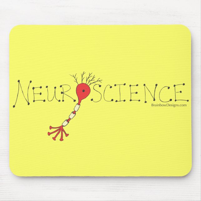 Neuroscience Mousepad - black and red on yellow (Front)