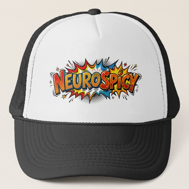 Neurospicy Comic Book Pop Art ADHD Trucker  Hat (Front)