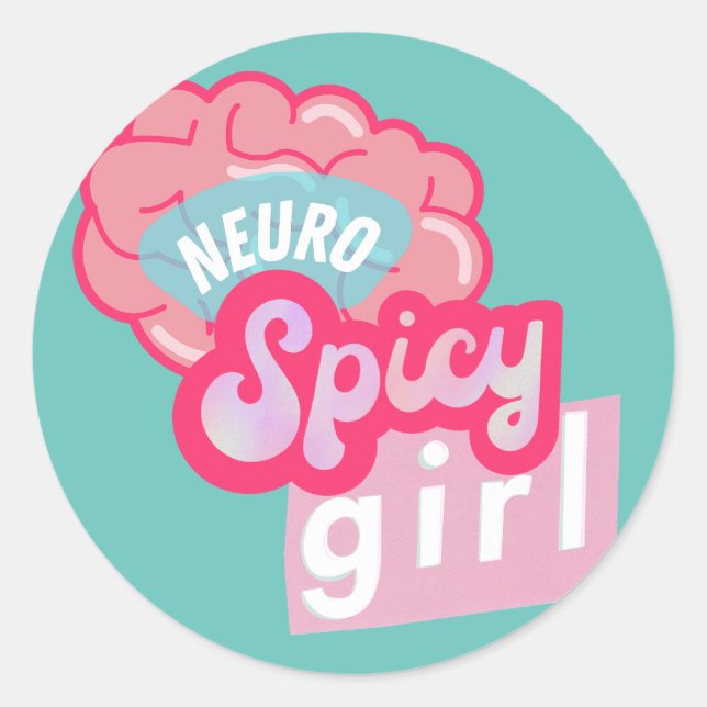 'NeuroSpicy girl' Neurodiversity  Classic Round Sticker (Front)