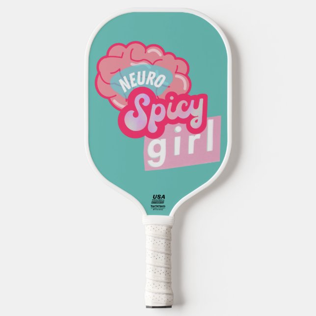 'NeuroSpicy girl' Neurodiversity  Pickleball Paddle (Front)