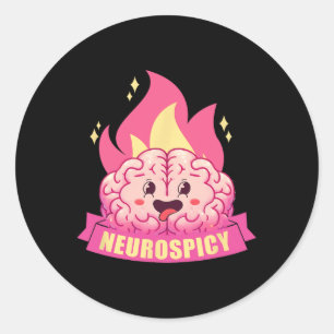 Neurospicy Neurodiversity Adhd Asd Autism Kawaii B Classic Round Sticker