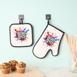 NEUROSPICY neurodiversity autism adhd dyslexia Oven Mitt & Pot Holder Set