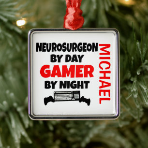 Neurosurgeon Loves Playing Video Games Metal Tree Decoration