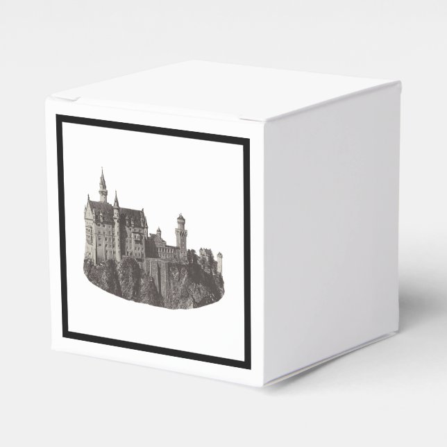 Neuschwanstein Castle Black and White Historic Art Favour Box (Front Side)
