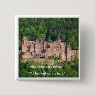 Neuschwanstein Castle Frankfurt & German Quote 15 Cm Square Badge