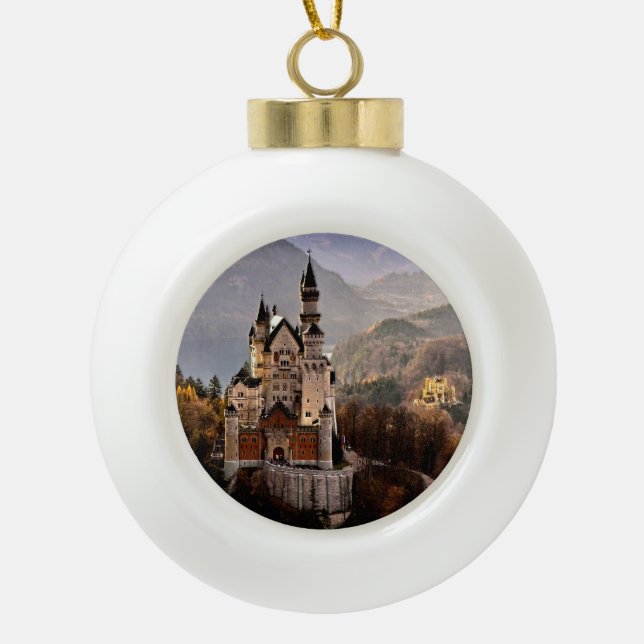 Neuschwanstein Castle Germany Ceramic Ball Christmas Ornament (Front)