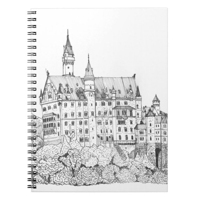 Neuschwanstein Castle Germany Fine Line Art Notebook (Front)