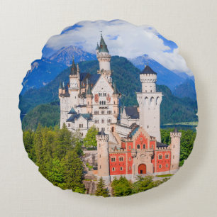 Neuschwanstein Castle Germany Round Cushion