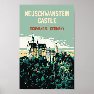 Neuschwanstein castle in Schwangau, Germany Postca Poster