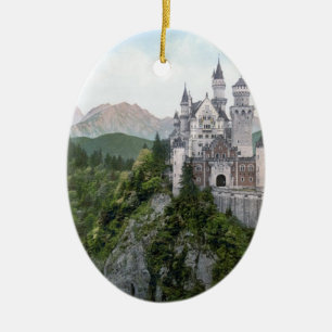Neuschwanstein Castle Lithograph Ceramic Tree Decoration