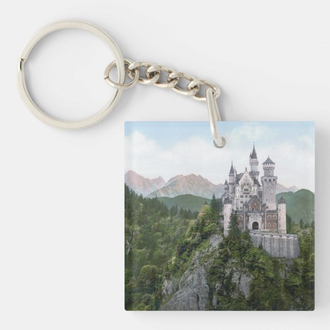 Neuschwanstein Castle Lithograph Key Ring (Front)