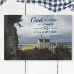 neuschwanstein castle, psalm 46 1-2 20" x 30" jigsaw puzzle<br><div class="desc">There is another more flexible size or smaller size version of the puzzle is here https://www.zazzle.com/z/a2etpkel?rf=238367069527271450 Escape to a place of peace and strength with this beautiful jigsaw puzzle featuring Psalm 46:1-2 and the stunning Neuschwanstein Castle in the background. The castle's towering walls and turrets symbolise strength and protection, while...</div>