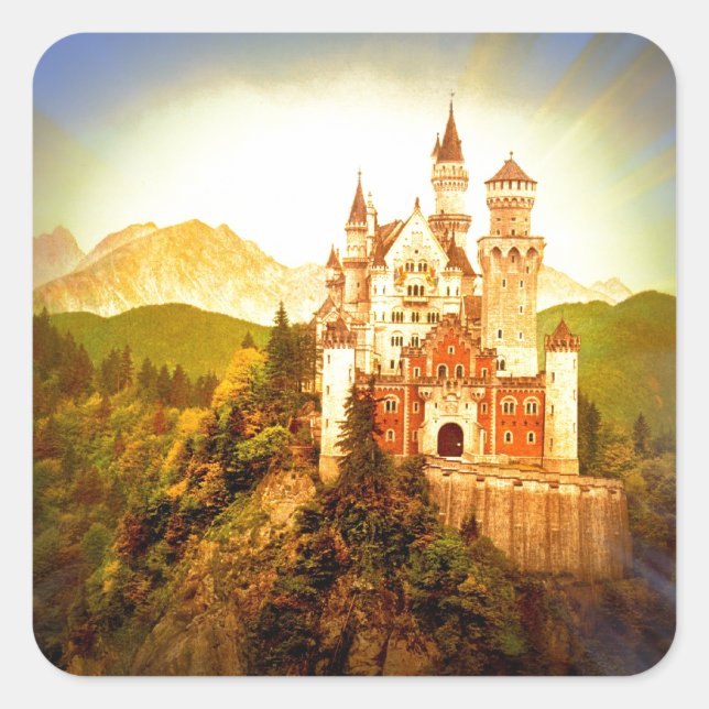 Neuschwanstein Castle Square Sticker (Front)