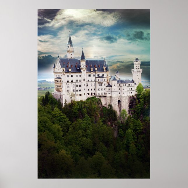 Neuschwanstein Castle, Stormy Sky Poster (Front)