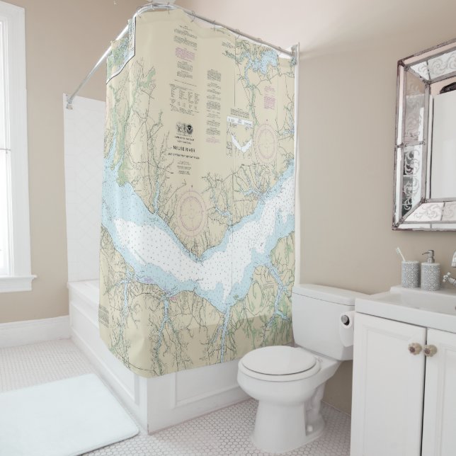 Neuse River and Upper Part of Bay River Shower Curtain (In Situ)