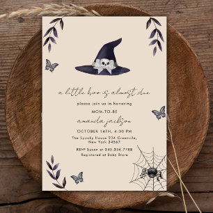 Neutral A Little Boo Witch Hat Baby Shower Invitation